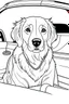 Placeholder: outline art for real DOGS-IN-CARS Coloring page, Japanese manga style, cartoon style, cute face, white background sketch style, full body is a must, only use outline, clean line art, no shadow, bold outlineMasterpiece, Ominous, Golden Ratio, Highly Detailed, photo, poster, fashion, illustration