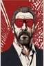 Placeholder: a tough looking, angry Hans Gruber wearing solid red glasses