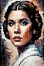 Placeholder: abstract art painting of luxun' face of princess leia from star wars , in the style of oversized pixelated portraits, cracked, oversized portraits, elegant