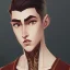 Placeholder: beautiful fantasy ethnic clothing, friendly skinny male with lean muscles, strong jawline, full big lips, white short hair, in library, happy slight smile,