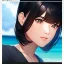 Placeholder: black haired woman, casual clotting, realistic, HD4k, watery cloud background, close up shot,