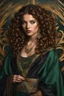 Placeholder: 3/4 lighting, Zoomed in Head and shoulders portrait of a high fashion model with Jewish and Irish ancestry, highly detailed elements including in the style of a Pre-Raphaelite painting.