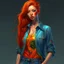 Placeholder: pretty girl, aged 21, ginger, conventionally attractive, colourful clothes, realism, jeans, sexy