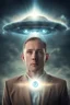 Placeholder: En enlightened man with 3rd eye surrounded by ufo's