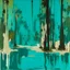 Placeholder: A turquoise jungle with a lake painted by Clyfford Still