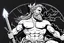 Placeholder: Detailed and realistic illustration of Greek god Zeus holding holding lightning in front of him Vintage style illustration. Red and white lightning. Ultra high resolution. Muscular, low fat percentage.