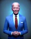 Placeholder: Waist up Portrait, joe Biden as simply muppet, Blue suit retro style, photo studio, city background, unreal engine 5, concept art, art station, god lights, ray tracing, RTX, lumen lighting, ultra detail, volumetric lighting, 3d.