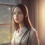 Placeholder: Anime, female student studying under window ,perfect face, cool face, ultra detail, unreal engine 5, cinema4d, sun light, studio lighting --ar 1:1 --v 4