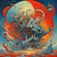 Placeholder: rolling like mad marbles, Bauhaus slide show shooting code, Alex Janvier and Zdzislaw Beksinski deliver a sinister surreal masterpiece, icy hues, warm colors, sinister, creepy, expansive, dark shines, asymmetric, Bauhaus style,