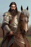 Placeholder: Ilya Muromets Slavic type of face with gray okladisty beard sits on a horse, he looks into the distance, with a spear in his hand, on his belt hangs a sword. in his other hand he has a shield, which depicts the coat of arms of Russia. Back background of Russian nature. On the side is a border post of Russia.