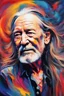 Placeholder: captivating conceptual painting of the iconic rock star, Willie Nelson, rendered in a vibrant and abstract art style. The background is a swirling, chaotic mix of artistic strokes that evoke a sense of rebellion and energy. The overall composition is a celebration of creativity, movement, and the essence of rock 'n' roll., vibrant, painting, conceptual art