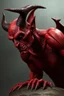 Placeholder: Realistic devil leaning forward at an angle facing left, posed as if over a shoulder, red skin, horror style, no other person.