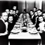 Placeholder: Creepy old photo of minecraft people sitting at dinner with weird children