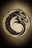 Placeholder: minimalist dragon ink logo, leather background