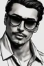 Placeholder: A man wear a Black glases with an amazing shape like sin