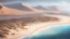 Placeholder: the coast of a desert seen from the top of a dune. bones on the beach. fantasy, cinematic lighting, hyper realisme, Hyperrealistic, splash art, concept art, mid shot, intricately detailed, color depth, dramatic, 2/3 face angle, side light, colorful background