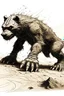 Placeholder: Generate an AI illustration capturing the distinctive tracks of a gnoll in dirt. Highlight the savage imprint of their clawed feet and the erratic pattern, evoking the feral essence of these predatory creatures.