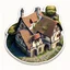 Placeholder: aerial view of a digital artwork of medieval village house as a sticker