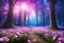 Placeholder: magic brightness tringle of light and bluebeam in a magic blue and pink lawn in a fairy forest, with lightness sky