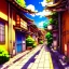 Placeholder: a beautiful digital anime style painting of osaka alleyway, relaxing summer day, masterpiece, sharp focus, intricate details, colourant colors, visually stunning, wide angel camera, octane render, volumetric lighting, vdb clouds, realistic shadows, uhd, 8k, art by hayao miyazaki