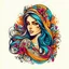 Placeholder: trippy logo design of a beautiful persian female drawings in colorful ink vector images, floral, 3d, beautiful pattern, bunchy