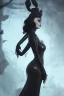 Placeholder: Mari Blanchard in a black leather gown, evil, femme fatale, villain, leather, busty, cleavage, angry, stern look. character design by cory loftis, fenghua zhong, ryohei hase, ismail inceoglu and ruan jia. unreal engine 5, artistic lighting, highly detailed, photorealistic, fantasy