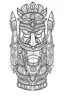 Placeholder: outline art for square african tribal tiki totem coloring page for kids, classic manga style, anime style, realistic modern cartoon style, white background, sketch style, only use outline, clean line art, no shadows, clear and well outlined