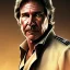 Placeholder: portrait of harrison ford as captain han solo, brown eyes, realistic, rough facial skin, cinematic lighting, photorealistic, volumetric light and shadow, hyper HD, octane render, unreal engine, insanely detailed and intricate, hyper-realistic, space background, colored pencils on white papet