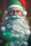 Placeholder: Santa, translucent, wearing green mask, white fire, red green blue, high definition, ultra 8 k, liquid lighting, fire, rain, realistic