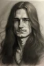 Placeholder: charcoal sketch of a handsome man with long hair