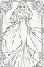 Placeholder: outline art for kids barbie coloring pages with barbie mermaid, no background, sketch style, full body, only use outline, mandala style, clean line art, white background, no shadows and clear and well outlined. should look exactly like barbie