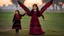 Placeholder: A Palestinian girl have wings wearing an embroidered dress in gaza during sunset in winter.