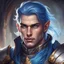 Placeholder: dungeons & dragons; portrait; human; male; paladin; blue hair; blue eyes