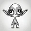 Placeholder: create a cute coloring book page of a one eyed alien, high contrast, black and white, bold outline, simple background , easy to color