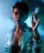 Placeholder: Ultra Realistic image, photo studio, medium shot view, a woman making the fuck off gesture with his hand, blue smoke coming out of his nose and mouth, happy. Latex inflatable coat, soft color, highly detailed, unreal engine 5, ray tracing, RTX, lumen lighting, ultra detail, volumetric lighting, finely drawn, high definition, high resolution.