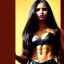 Placeholder: Beautiful woman, big bust, 6-pack abs, long hair, long nails, evil, black leather outfit