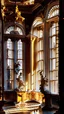Placeholder: A beautiful view of the windows of the palace hall with two angel statues