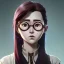 Placeholder: close up portrait of Korean gamer girl seting with hand on the Chen round glasses on her face brown hair white headfone , fine detail, highly intricate, modern surrealism painting, defined cracks and breaks, high-quality, volumetric lighting, 8k, ultrahd, George Grie, Marco Escobedo, Igor Morski,Brian Froud, Howard Lyon, Selina French,