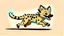 Placeholder: Cute chibi hyena dog chasing its own tail, cartoony, colorful, exaggerated, simplified, adorable