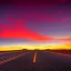 Placeholder: muscle car, desert road, sunset, full colour,