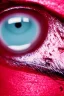 Placeholder: Extreme close-up of the eyes of a cyborg, soulless, gleaming pink to red, cyberpunk AbstractTech, rectangular