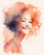 Placeholder: abstract woman smiling silhouette and hair light peach colors watercolor draw