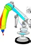 Placeholder: Draw a colorful cover image. What it's about is flexible link robotic arm with flexible joints that are drawing a three-dimensional model. Only display flexible robotic arms. The color of the robotic arm structure should be rich