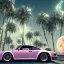 Placeholder: 1980's aesthetic vaporwave palm trees and spheres and Porsche with lightning