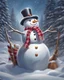 Placeholder: Snowman, digital art, hyper-detailed, light colors, 8k oil painting