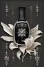 Placeholder: Black wristwatch Embellished with silver With a silver lily flower