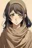 Placeholder: فتاه شعرها اسود ولديها عينان بنيه ترتدي ملابس عربية قديمه انمي