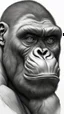 Placeholder: 𝙋𝙧𝙤𝙢𝙥𝙩 highly detailed graphite illustration, A gorilla face with exaggerated anatomical features, heavily wrinkled skin, and an intense, contemplative expression. bald head, thick eyebrows, long beard merge into swirling abstract shapes. Large, expressive hands, one covering the mouth and the other gripping the forehead tensely. Mysterious, introspective, dreamlike, somewhat dark fantasy. #𝙙𝙧𝙚art #prompt