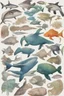 Placeholder: different variations of marine animals montage science book style