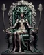 Placeholder: full-length, detailed persona, sword in hand, gorgon medusa, sitting on a throne in a relaxed pose